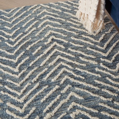 Indigo Ivory Chevron Hand-Tufted Wool 4' x 6' Area Rug
