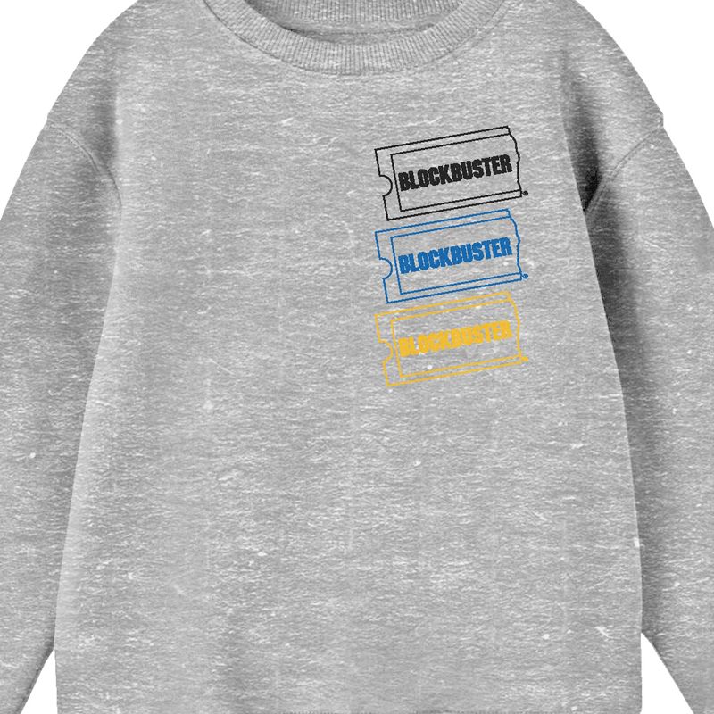 Blockbuster Logos on Left Chest Junior's Gray Sweatshirt, 2 of 3