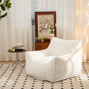 Lyngins Faux Fur Bean Bag Chairs for Kids and Adults,Comfy Lazy Chairs with Back Support and High-Density Shredded Foam for Living Room - 1 of 4