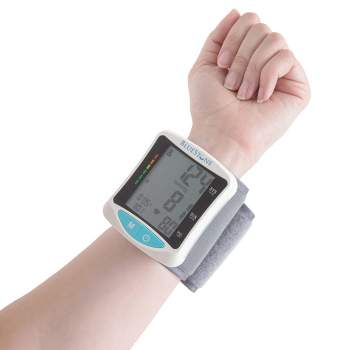 Automatic Wrist Blood Pressure Monitor with Digital LCD Display Screen - Fast BP and Pulse Readings and Adjustable Cuff by Bluestone (White)