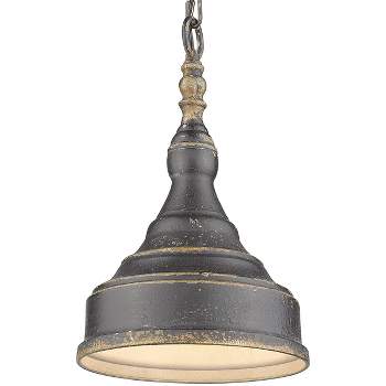 Golden Lighting Keating 1-Light Mini Pendant in Antique Black Iron