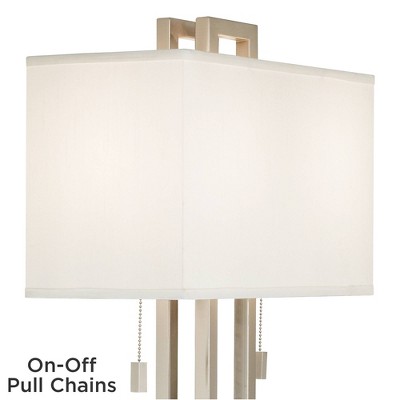 Sleek Brushed Nickel 30" Table Lamp with White Fabric Shade