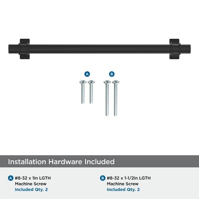 Matte Black Modern Industrial Bar Cabinet Pull with Mounting Hardware