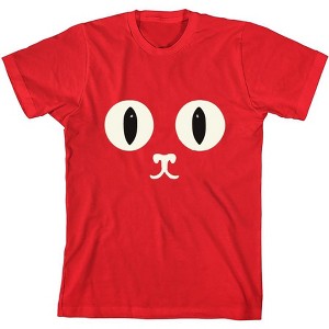 Oversized Cat Face Youth Crew Neck Short Sleeve Tee - 1 of 2