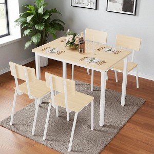 Mshliw 5-Piece Dining Table Set with 4 Chairs, 43" Kitchen Dining Set for Small Spaces, Metal Frame & MDF Board Table and Chairs for Dining Room - 1 of 4