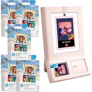HP Sprocket Photobooth 3x4" Photo Printer, Bundle w/3.5 x 4.25” Zink Photo Paper (500 Sheets) - 1 of 4