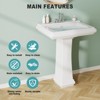 Whizmax Bathroom Pedestal Sinks,Pedestal Sink 26" W X 19" D Vintage Ceramic Pedestal Bathroom Sink With Overflow and 3 Pre-Drilled Holes - 2 of 4