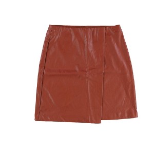 bar III Womens Faux Leather Wrap Mini Skirt - 1 of 2