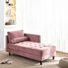 SKRAN 64" Velvet Chaise,Mid-Century Modern Chaise Furniture,SRecliner for Bedroom Living Room,Apartment, Tool-Free Assembly. (Pink) - 3 of 4