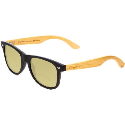 Coyote Eyewear Woodie Polarized Sun OR Bi-Focal Sunglasses Black Brown Bamboo