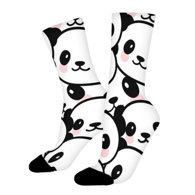 Cute Panda Women Printed Crew Socks Funny Funky Socks Soft Polyester Novelty Gifts for Artists Men