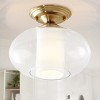 Modern Glass Ceiling Light Fixture, Clear Globe Semi Flush Mount Light with Gold Base for Entryway - 2 of 4