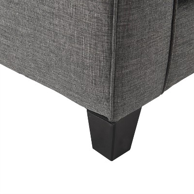 Gray Leather Rolled Arm Loveseat with Pillow Back