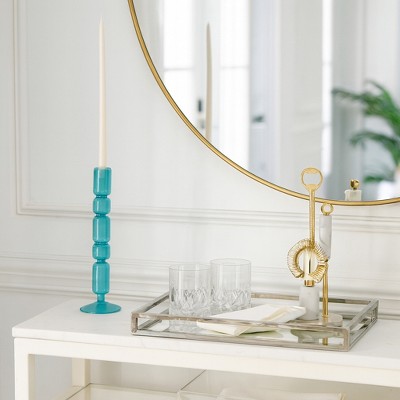 Glass Taper Candle Holder - Elegant Glass Candlestick - Decorative Home & Office Accent - Stylish Modern Design for Living Room & Bedroom