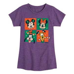 Girls' - Disney - Mickey And Friends Christmas Grid Fitted Short Sleeve Graphic T-Shirt - 1 of 4