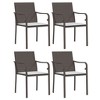 vidaXL Patio Dining Set Table and Chair with Cushions Poly Rattan and Steel - Brown 55.1" Table Length 4 Chairs - 4 of 4