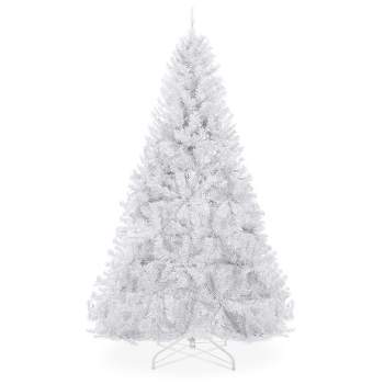 Best Choice Products Premium White Hinged Artificial Christmas Pine Tree w/ Branch Tips, Metal Base