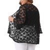 Agnes Orinda Women's Plus Size Casual Open Front 3/4 Sleeve Sheer Lace Cardigan - 4 of 4