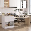 FUFU&GAGA White Wood 94.5 in. W Kitchen Island Dining Bar Table With Table Top - image 2 of 4