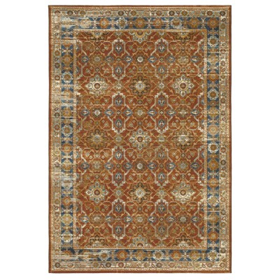 Oriental Weavers Naples 1204X Rust / Blue Indoor /Outdoor Area Rug - 9'10" x 12'10"