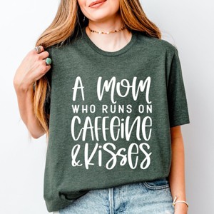Simply Sage Market A Mom Who Runs On Caffeine And Kisses Short Sleeve Tee - 1 of 4