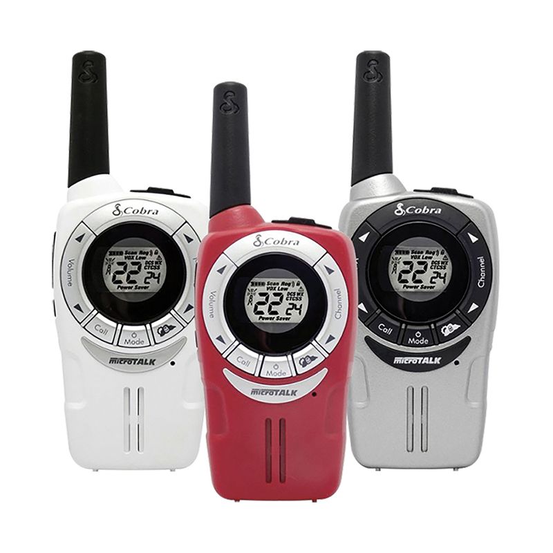 Cobra microTALK® SOHO Series Walkie Talkies 3 Pack, White, Red, and Gray, ACXT360, 1 of 5