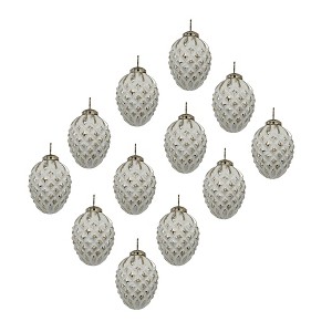 Gulches Set of 12 Elegant 3.3" x 3.5" Glass Christmas Ball Ornaments - Decorative Hanging Accents for Holiday Trees, Garlands, and Festive Events - 1 of 4