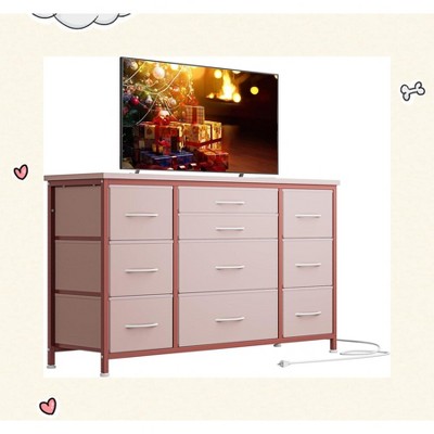Garvee Stylish 55'' TV Console with 10 Drawers & Built-in Power Outlet – Versatile Storage for Any Room