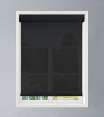 Linen Avenue Cordless Cassette 5% Solar Roller Shade,Black, Charcoal, and White (Arrives 1/4" Narrower)