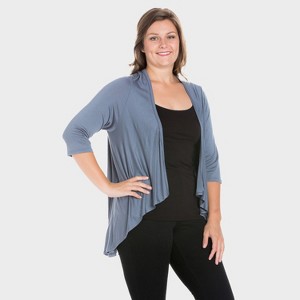24seven Comfort Apparel Womens Plus Elbow Length Sleeve Open Cardigan - 1 of 3