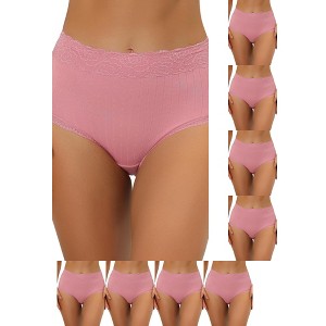 INSPIRE CHIC Women's High Waist Tummy Control Comfortable Lace Trim Ribbed Briefs 9 Packs - 1 of 4