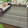 Outdoor Modern Stripe Foldable Picnic Mat With Storage Bags Abstract Plastic Straw Rug Erasable Carpet for Camping Garden Backyard - 4 of 4