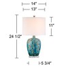 360 Lighting Devan Modern Table Lamp 24 1/2" High Blue Ceramic with Table Top Dimmer LED Nightligh White Shade for Bedroom Living Room Nightstand Home - 4 of 4