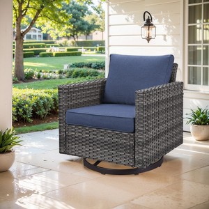 Outdoor Patio Swivel Chair Glider Chair with Removable Cushions for Porch - 1 of 4