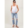Pinkblush Light Blue Distressed Cutout Maternity Straight Leg Ankle Jeans - 3 of 4