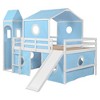 TiramisuBest Full Size Loft Bed with Slide Pink Tent and Tower,Blue - 4 of 4