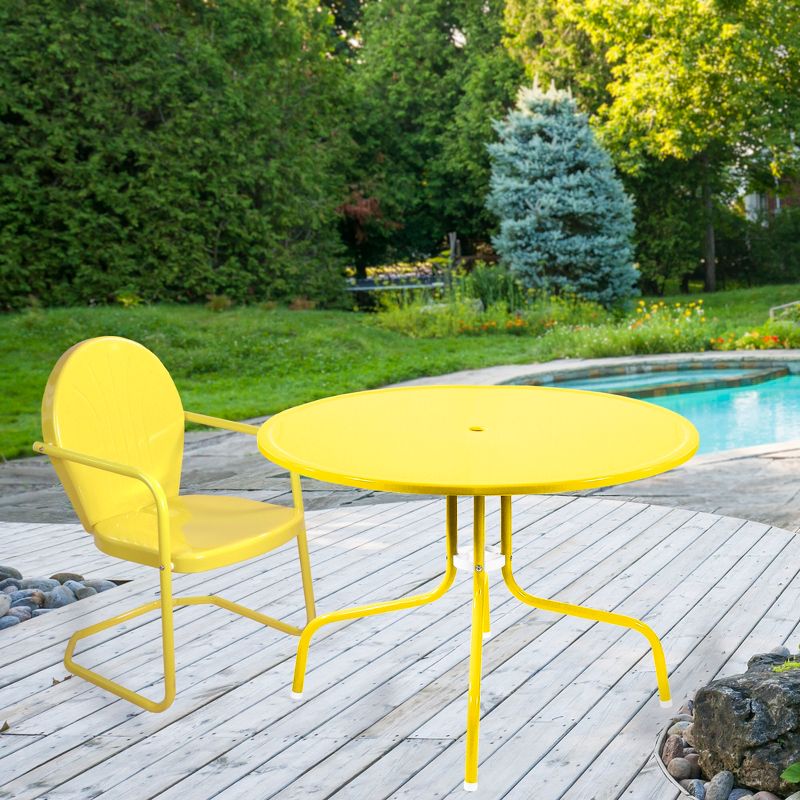 Northlight 39.25-Inch Outdoor Retro Metal Tulip Dining Table, Yellow, 2 of 4