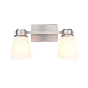Yosemite Home Decor Jordan 2-Light Vanity Light in Satin Nickel with Frosted White Glass Shades - 1 of 4