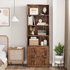 Bookcase with Doors Industrial Bookshelf 11.8in Depth Display Storage Shelves 71.4in Tall Farmhouse Bookcases - 4 of 4