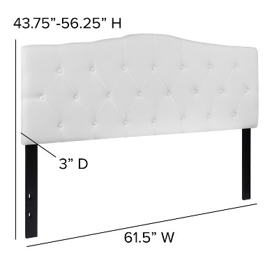 Queen White Upholstered Tufted Panel Headboard with Metal Stands