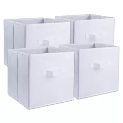 Set of 4 11" x 11" x 11" Nonwoven Pp Square Storage Cube Solid White - Design Imports