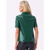 INSPIRE CHIC Women's PU Leather Button Down Short Sleeve Collar Party Club Top - 3 of 4