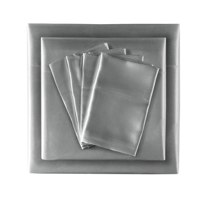 Queen Satin Luxury 6pc Sheet Set Gray