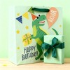 Bows And Sparkles Large Square Dinosaur Birthday Gift Bag with Tag Green - 2 of 3