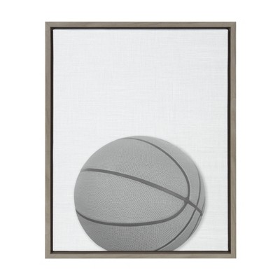 18" x 24" Sylvie Basketball Portrait Framed Canvas Gray - DesignOvation