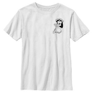 Boy's Lilo & Stitch Black and White Sketch Lilo T-Shirt - 1 of 4