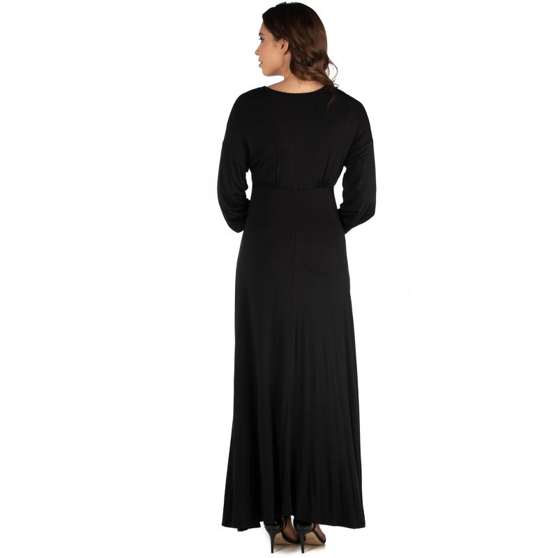 24seven Comfort Apparel V-Neck Long Sleeve Maternity Maxi Dress, 3 of 5