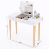 Vanity Table with Flip Top Mirror,Wooden Makeup Dressing Table,Flip Top Makeup Vanity Table with Double Door Compartment for Bedroom Bathroom White - 3 of 4