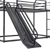 TopComfy Beds Kids Bunk Bed Frame Dual Access Design Ladder Slide House Shape Triangular Roof Sleeping Area Two for Bedroom, Black, 76.5"*41.3"*71" - 3 of 4