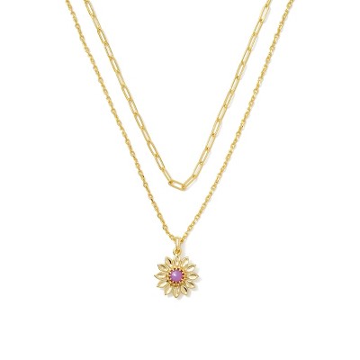 Kendra Scott 14K Gold Over Brass Hazel Multi Strand Necklace - Lavender Opalite Crystal